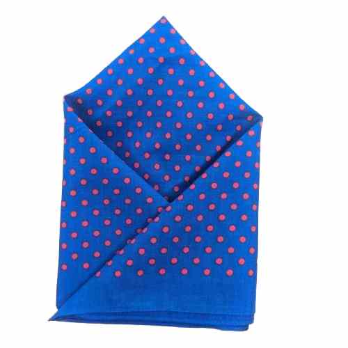 Wilsons of Sharrow - Handkerchief Navy Blue With Small Red Polka Dots